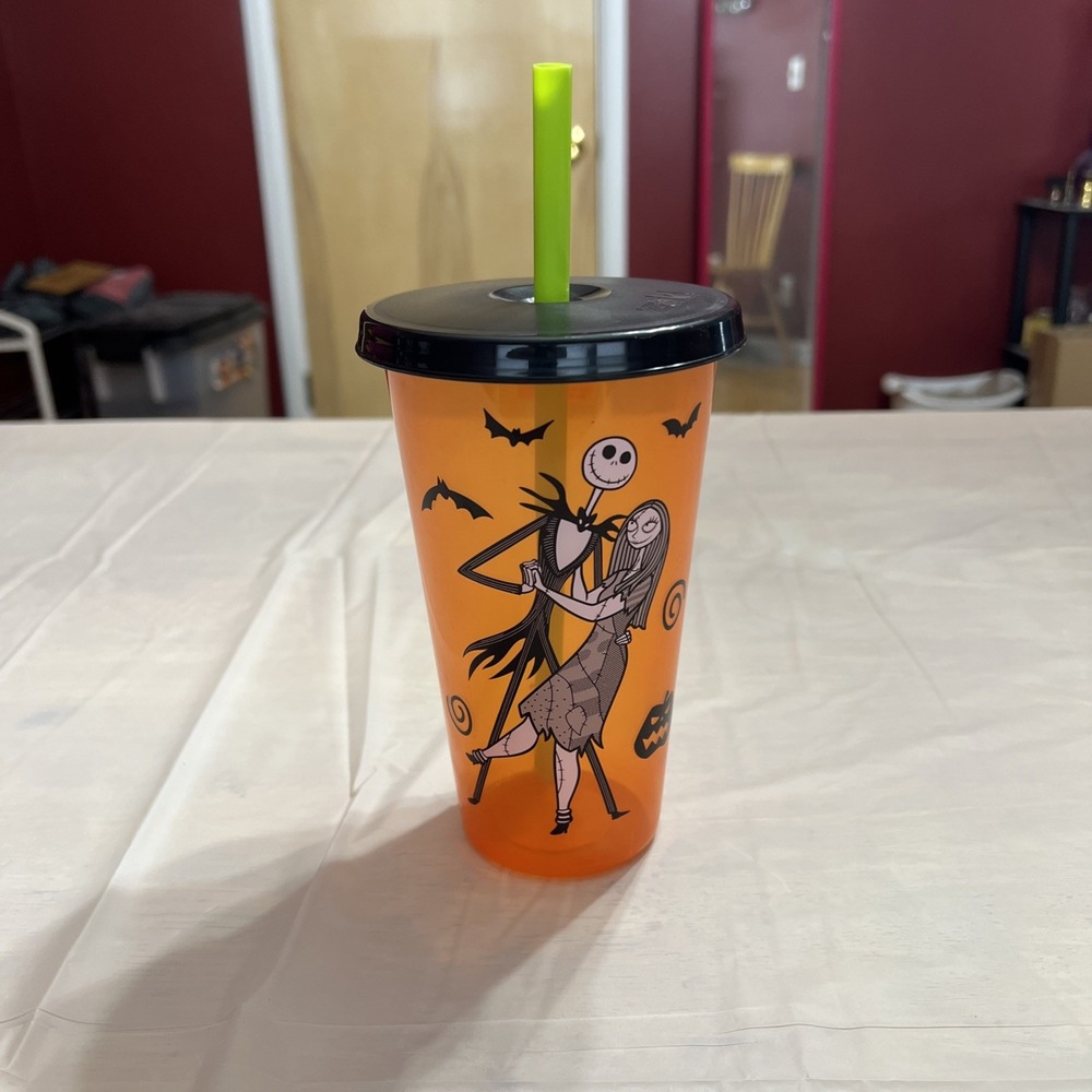 Disneys Nightmare Before Christmas Orange Plastic Tumbler